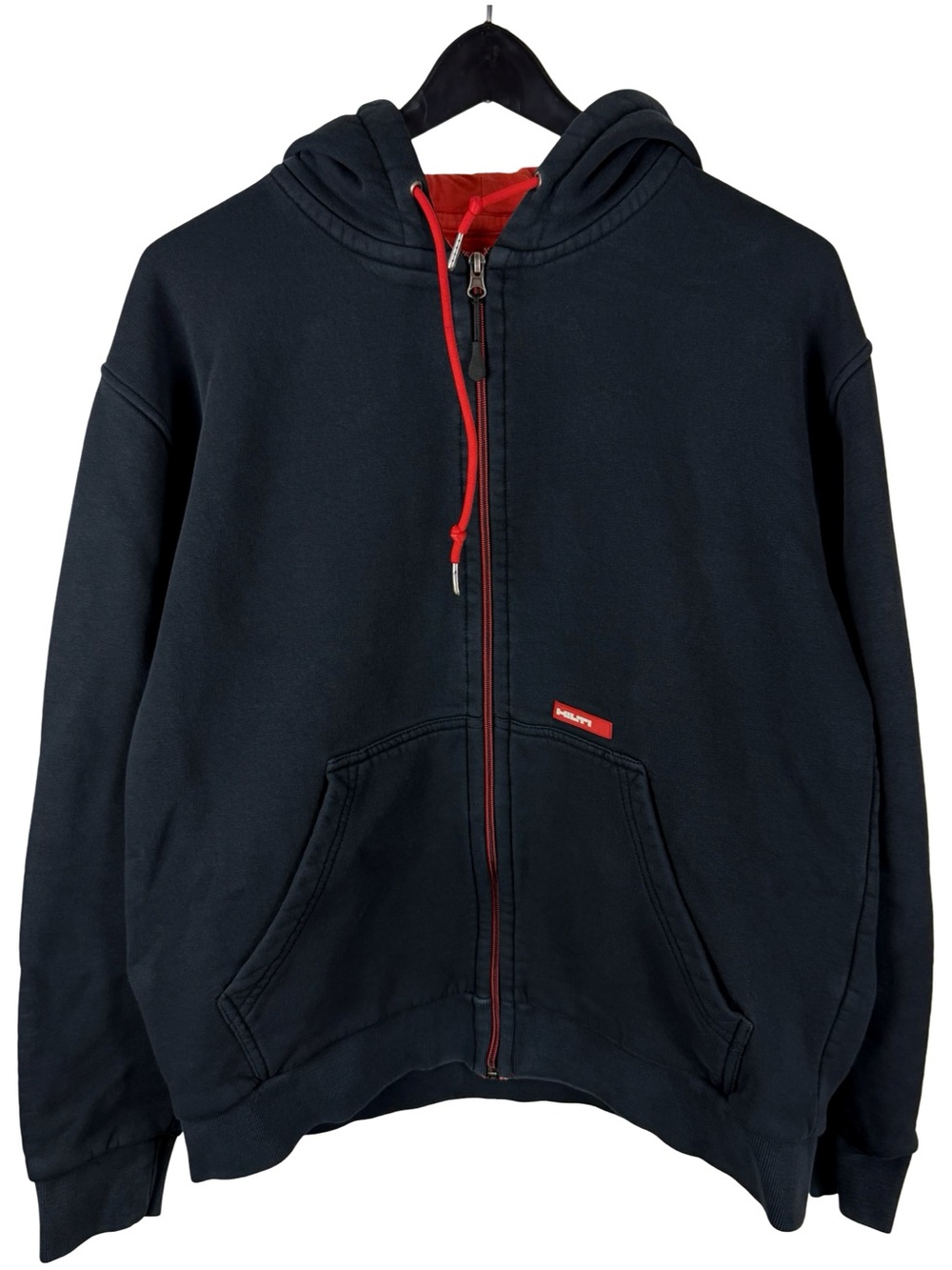 Mens Hilti Micro Logo Tool Promo Full Zip Black Essential Hoodie Size XL